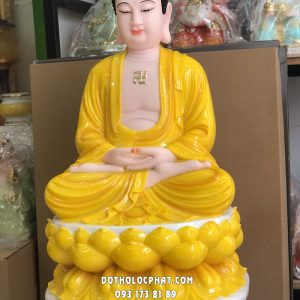 Tượng Phật A Di Đà Vàng Hổ Phách Đế Sen Cao 68cm ADD-009