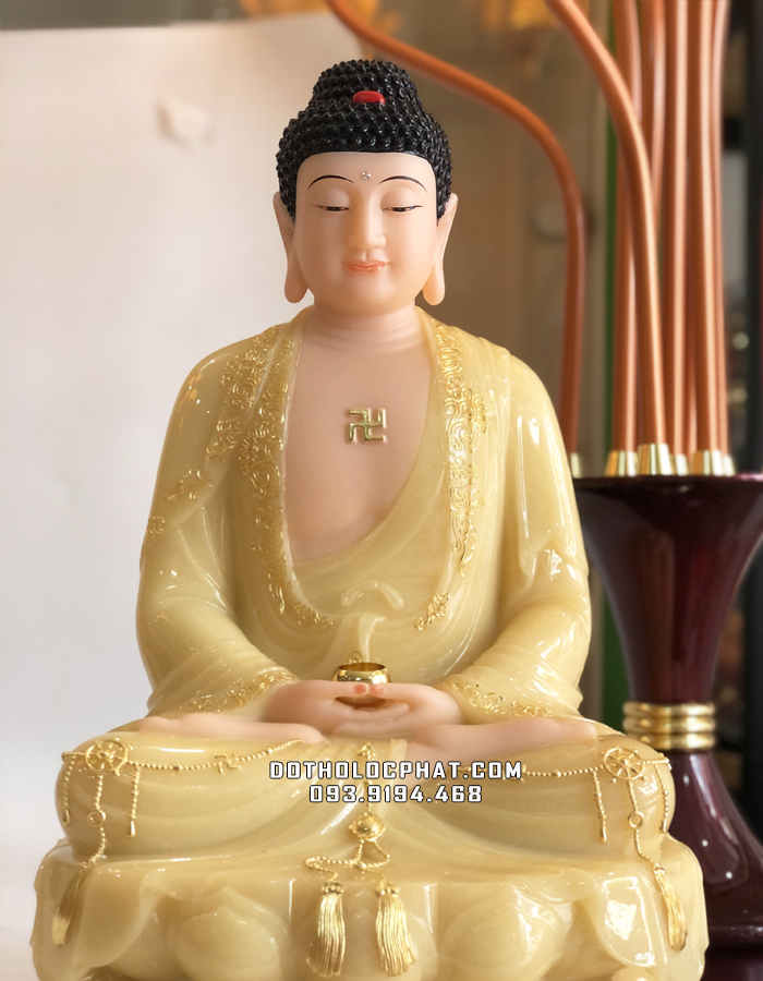 tượng phật dược sư áo rủ dát vàng đẹp