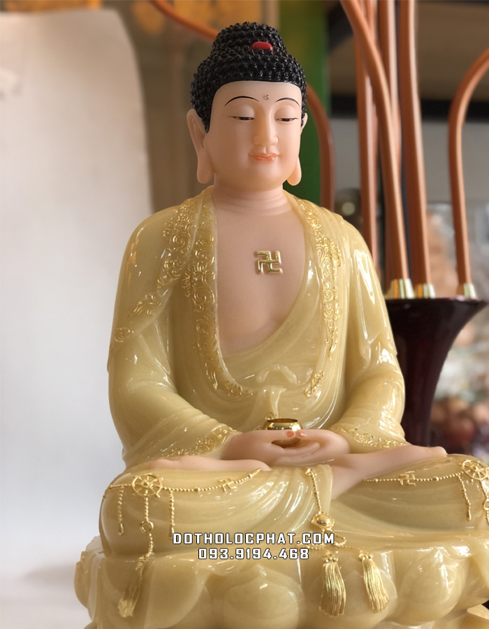tượng phật dược sư áo rủ dát vàng đẹp