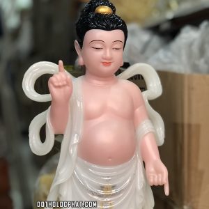 Tượng Phật Đản Sanh Trắng Hoa Văn Đế Mây PDS-008