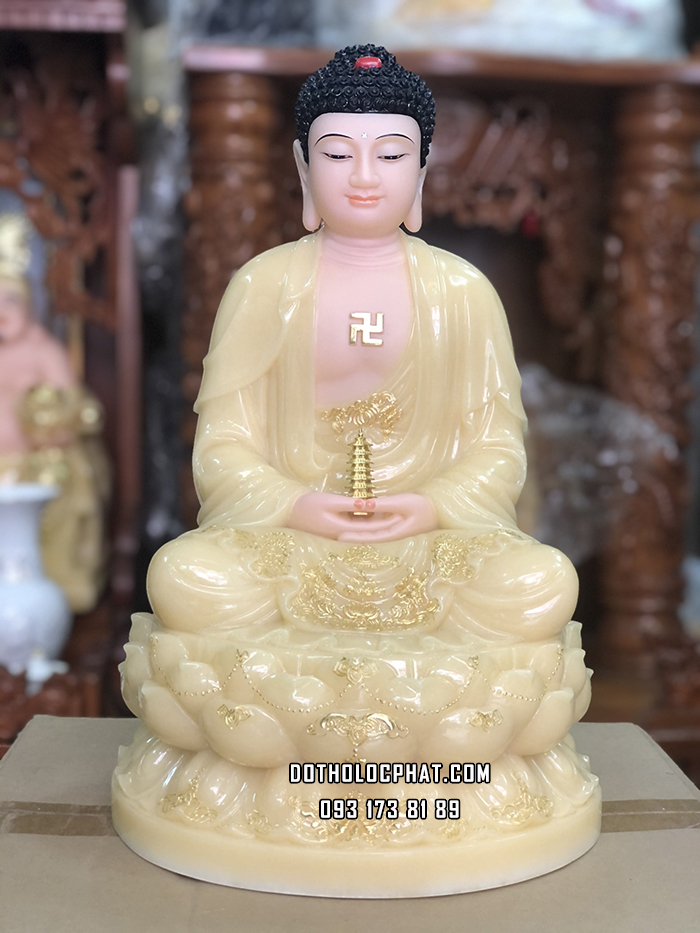 Tượng Phật Dược Sư Bột Đá Thạch Anh Đế Sen DS-034