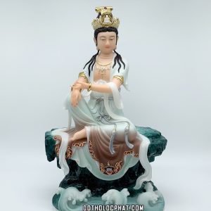 Tượng Quan Âm Tự Tại Áo Gấm Ngồi Non Nước QABT-081