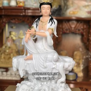 Tượng Quan Âm Tự Tại Y Trắng Ngồi Non Nước QABT-080