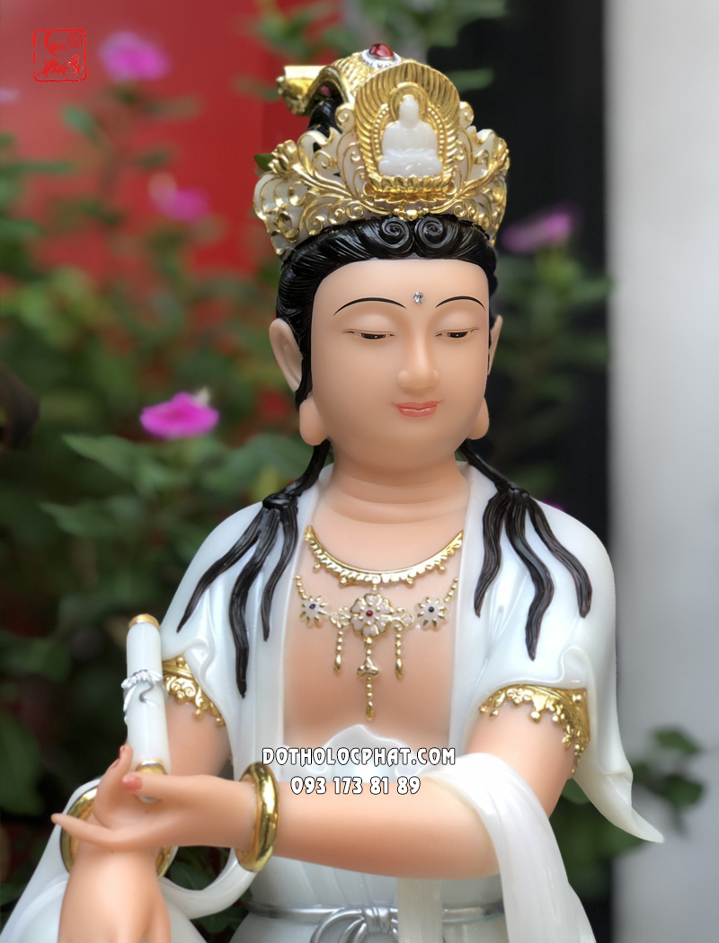 Tượng Quan Âm Tự Tại Áo Gấm Ngồi Non Nước QABT-081