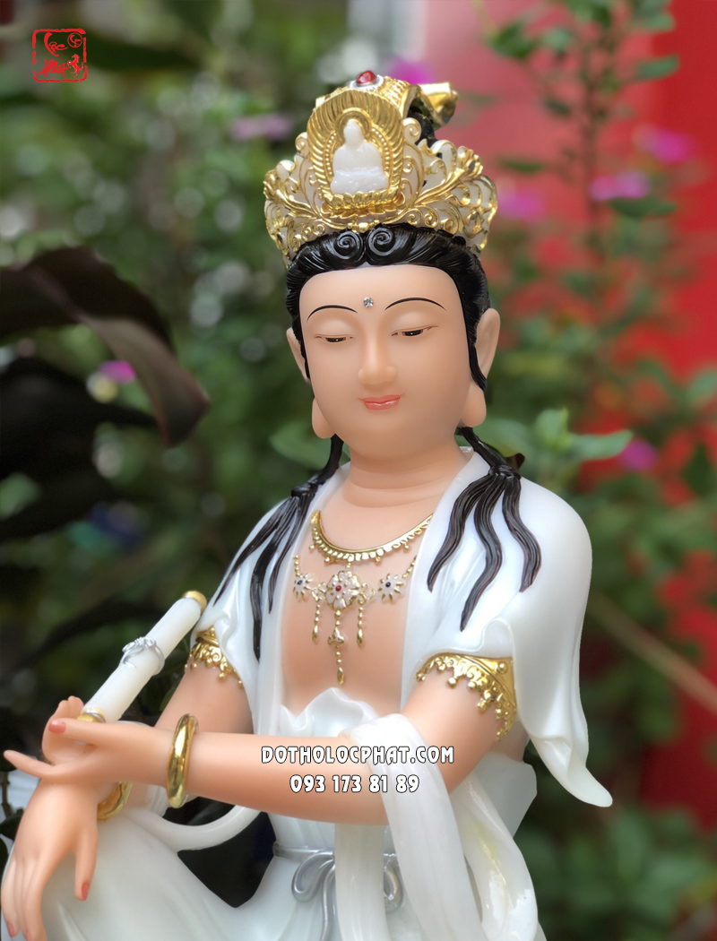 Tượng Quan Âm Tự Tại Áo Gấm Ngồi Non Nước QABT-081