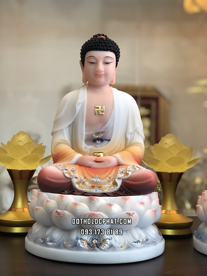 Tượng Phật A Di Đà Áo Gấm Đế Sen ADD-012