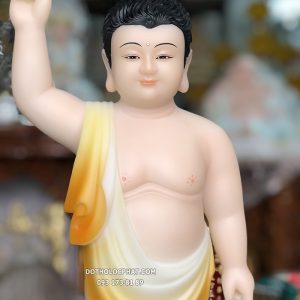 Tượng Phật Đản Sinh Áo Trắng Cam PDS-009