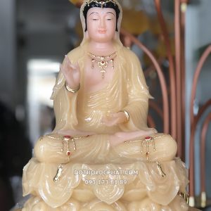 Tượng Quan Âm Bồ Tát Thạch Anh Áo Rũ Đế Mây QABT-083