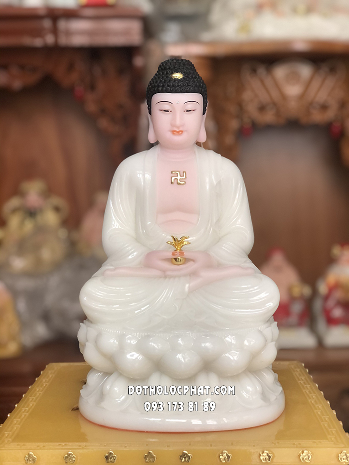 Tượng Phật Dược Sư Trắng Đế Sen DS-039