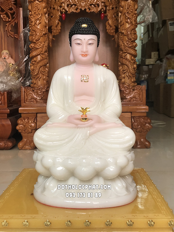 Tượng Phật Dược Sư Trắng Đế Sen DS-039