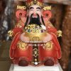 Tượng Thần Tiền Áo Gấm Đỏ Ôm Thỏi Vàng TT-031