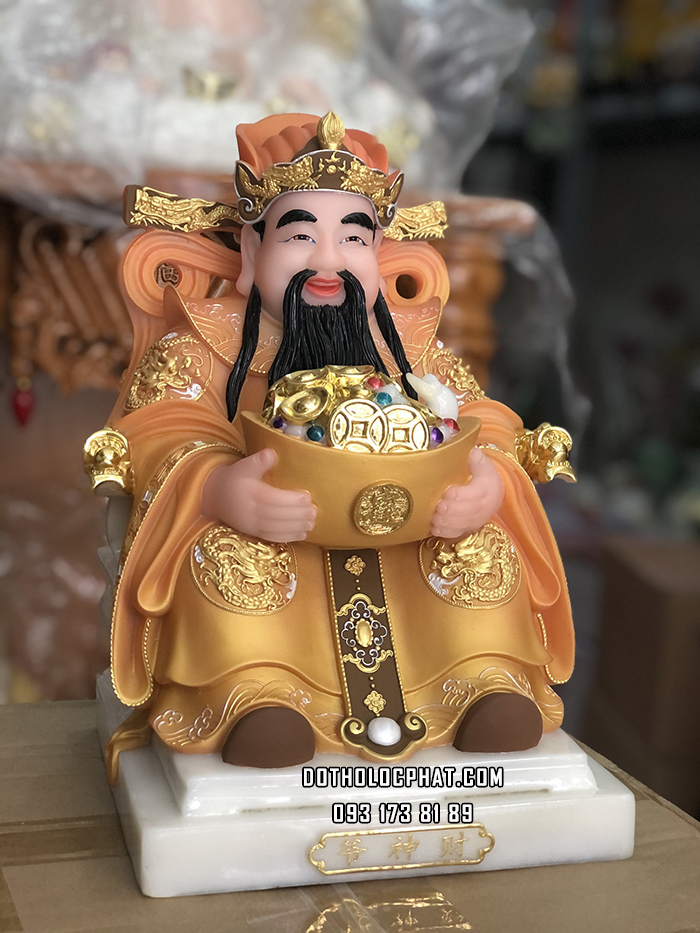 Tượng Thần Tiền Áo Gấm Vàng Cam TT-030