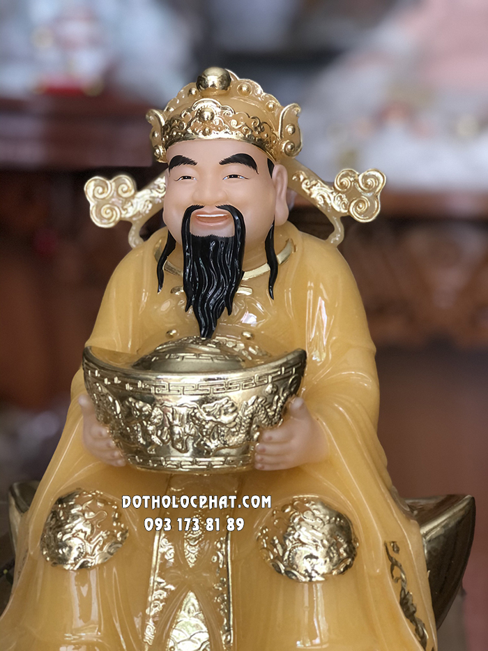 Tượng Thần Tiền Thạch Anh Ngồi Thỏi Vàng Lớn TT-032