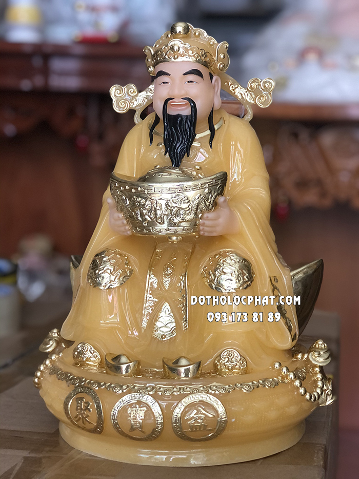 Tượng Thần Tiền Thạch Anh Ngồi Thỏi Vàng Lớn TT-032