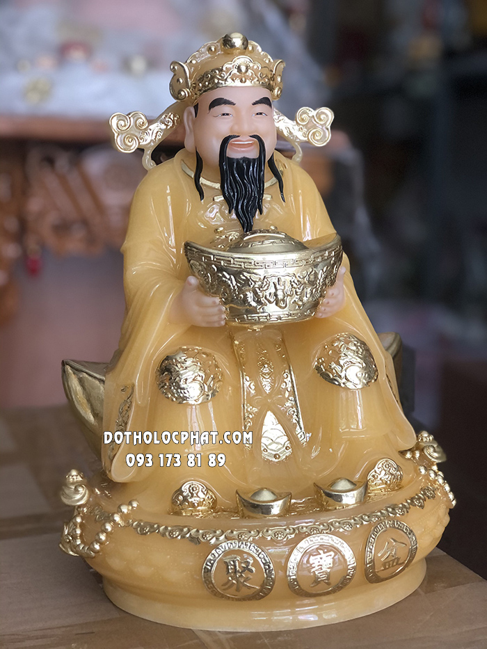 Tượng Thần Tiền Thạch Anh Ngồi Thỏi Vàng Lớn TT-032