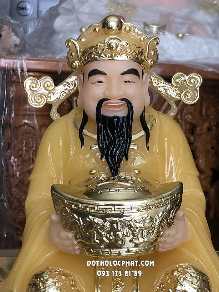 Tượng Thần Tiền Thạch Anh Ngồi Thỏi Vàng Lớn TT-032