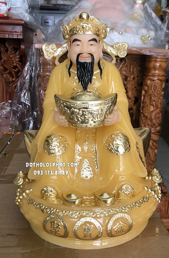 Tượng Thần Tiền Thạch Anh Ngồi Thỏi Vàng Lớn TT-032