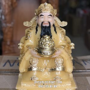 Tượng Thần Tiền Thạch Anh Tay Nâng Chậu Vàng TT-034