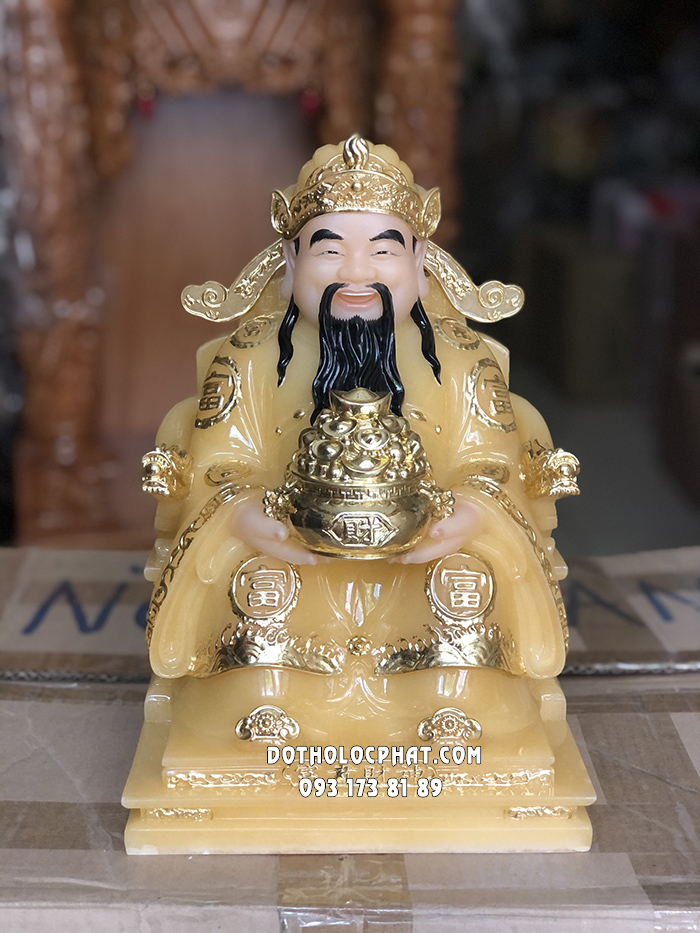 Tượng Thần Tiền Thạch Anh Tay Nâng Chậu Vàng TT-034
