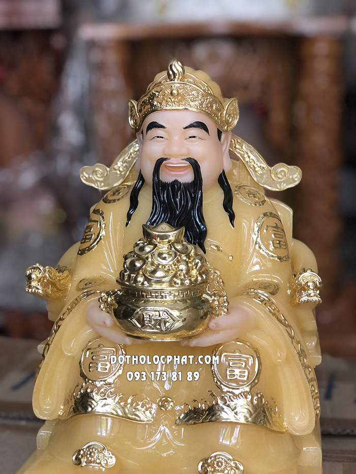 Tượng Thần Tiền Thạch Anh Tay Nâng Chậu Vàng TT-034