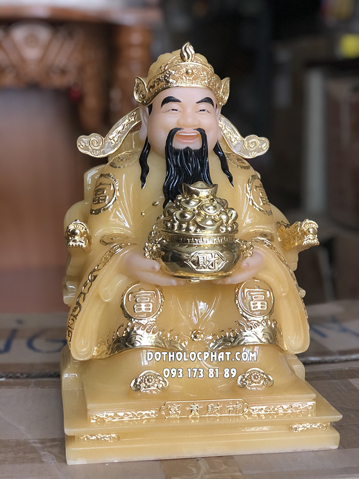 Tượng Thần Tiền Thạch Anh Tay Nâng Chậu Vàng TT-034