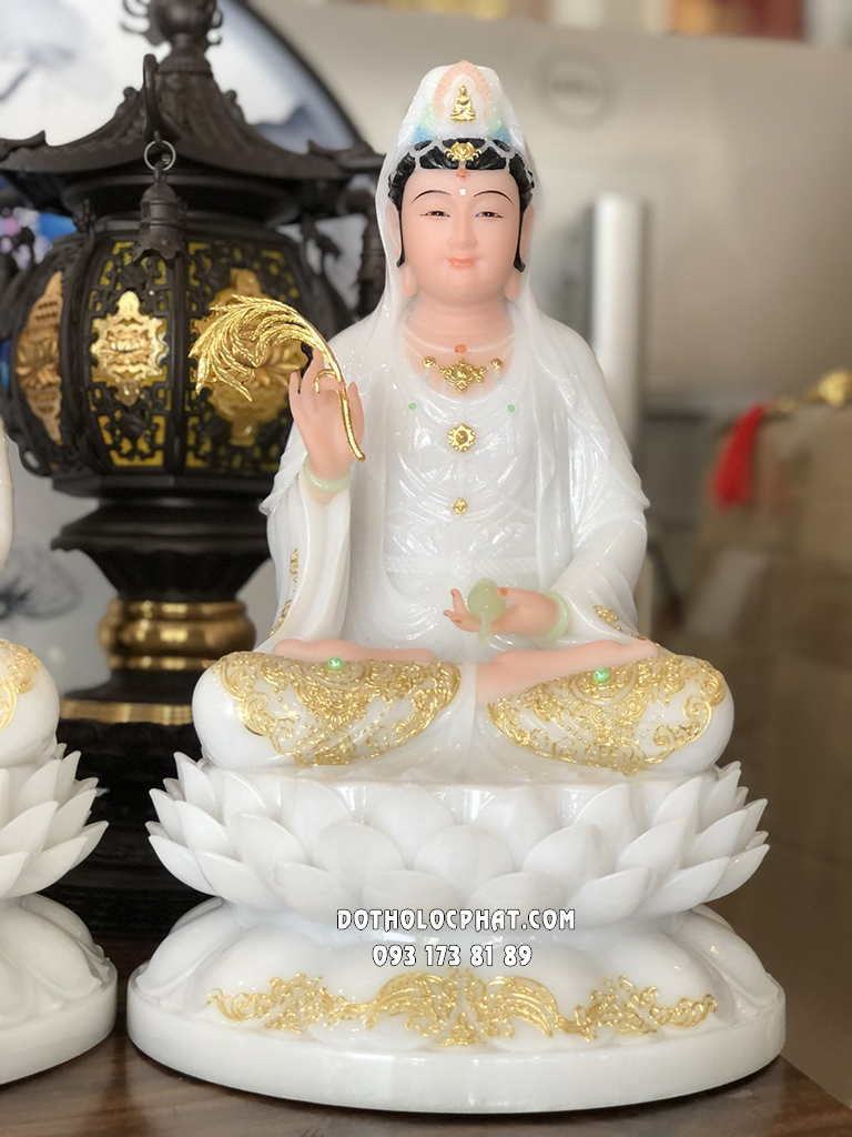 Tượng Tây Phương Tam Thánh Áo Trắng Đế Sen Nở TPTT-044