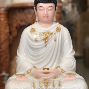 Tượng Phật Thích Trắng Đế 8 Cạnh Cánh Sen Dát Vàng TCTT-031