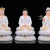 Tượng Ta Bà Tam Thánh Áo Trắng Đế Sen Nở TBTT-009
