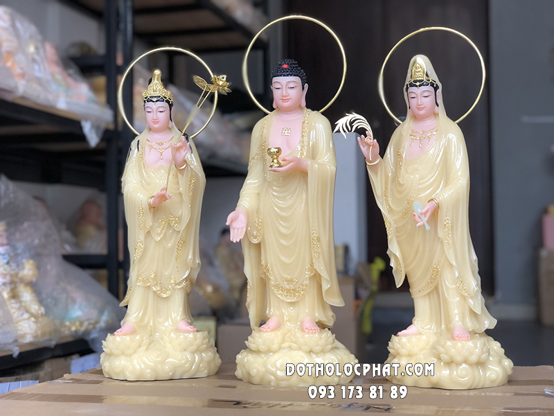 Tây Phương Tam Thánh Đứng Song Liên Thạch Anh Đế Mây TPTT-049