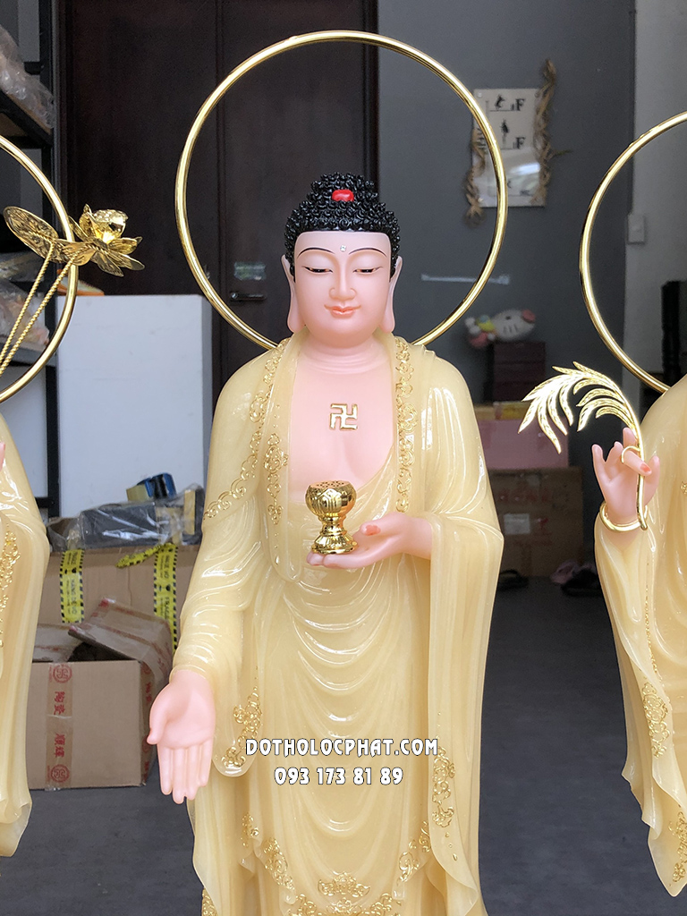 Tây Phương Tam Thánh Đứng Song Liên Thạch Anh Đế Mây TPTT-049