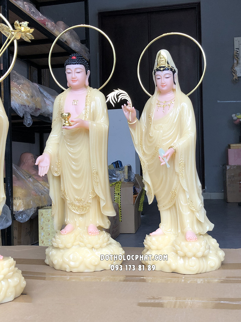 Tây Phương Tam Thánh Đứng Song Liên Thạch Anh Đế Mây TPTT-049