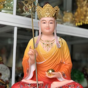 Tượng Địa Tạng Áo Gấm Đỏ Đế Hoa Sen Nở DT-037