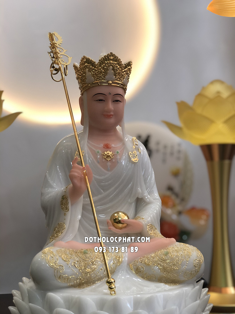 Tượng Địa Tạng Áo Trắng Đế Hoa Sen Nở DT-036