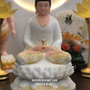 Tượng Phật Dược Sư Trắng Đế Sen Nở DS-041