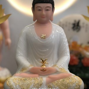 Tượng Phật Dược Sư Trắng Đế Sen Nở DS-041