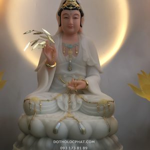 Tượng Phật Quan Âm Áo Trắng Phủ Bóng Mờ QABT-086