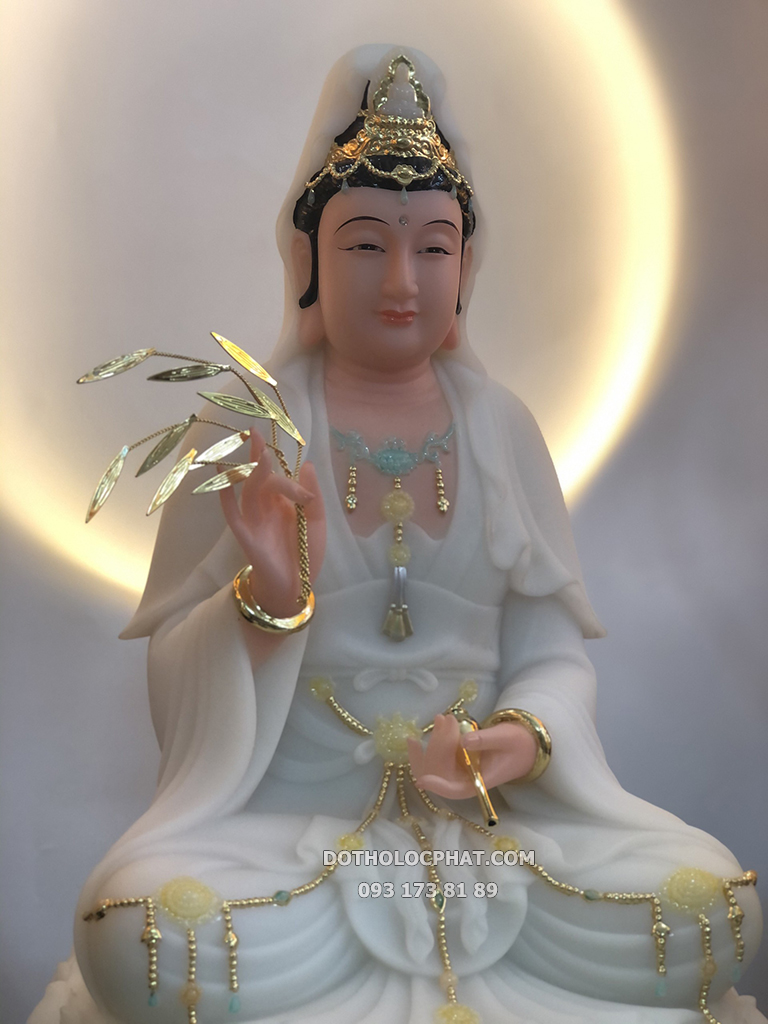 Tượng Phật Quan Âm Áo Trắng Phủ Bóng Mờ QABT-086