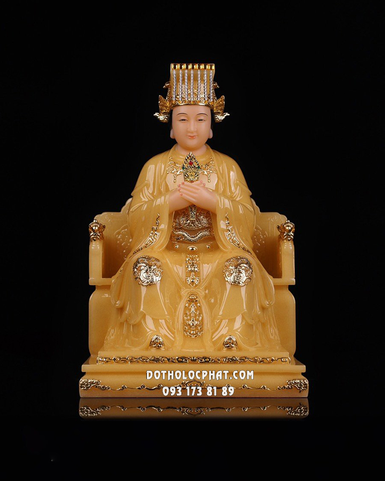 Tượng Thiên Hậu Thánh Mẫu Thạch Anh Vàng TH-002