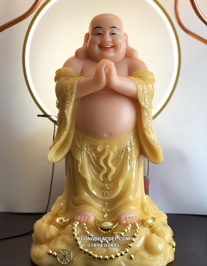 Tượng Phật Di Lặc đứng chúc phúc thạch anh cao cấp