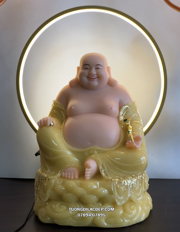 Tượng Phật Di Lặc ngồi thạch anh áo rủ