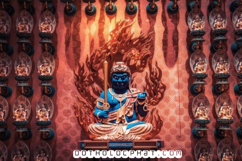 Phật Bất Động Minh Vương được bao quanh bởi ngọn lửa phẫn nộ