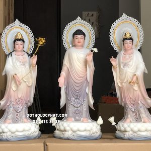 Tây Phương Tam Thánh Đứng Áo Khoáng Hào Quang TPTT-054