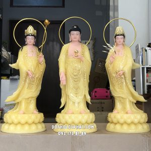 Tây Phương Tam Thánh Đứng Thạch Anh Hào Quang Vòng TPTT-055