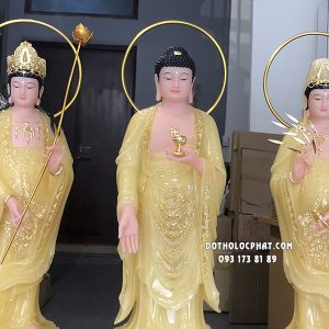 Tây Phương Tam Thánh Đứng Thạch Anh Hào Quang Vòng TPTT-055