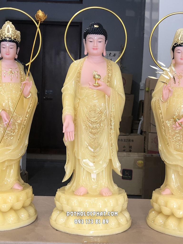 Tây Phương Tam Thánh Đứng Thạch Anh Hào Quang Vòng TPTT-055
