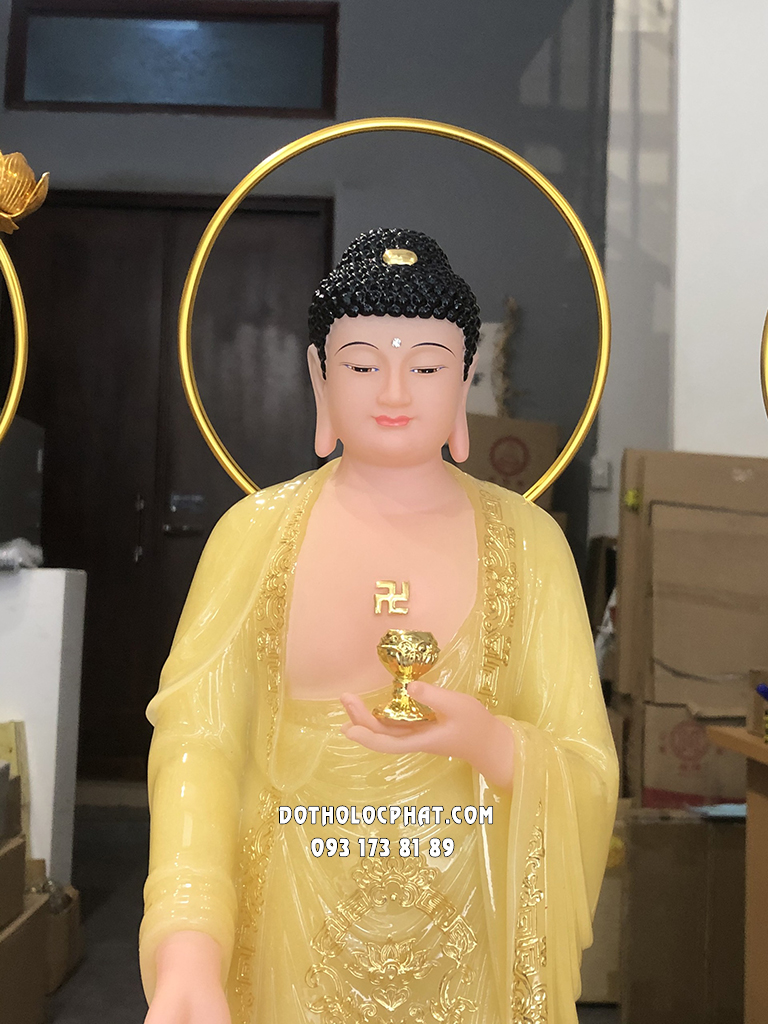 Tây Phương Tam Thánh Đứng Thạch Anh Hào Quang Vòng TPTT-055