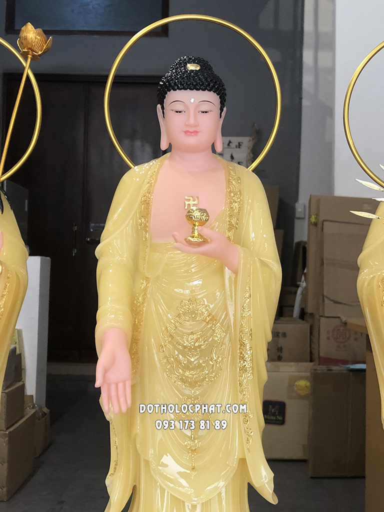 Tây Phương Tam Thánh Đứng Thạch Anh Hào Quang Vòng TPTT-055