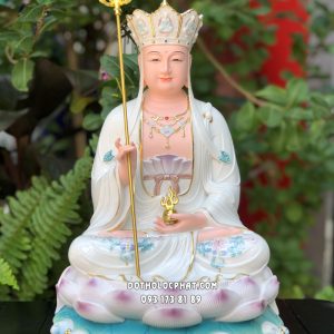 Tượng Địa Tạng Bồ Tát Áo Trắng Đế Non Nước Poly DT-043