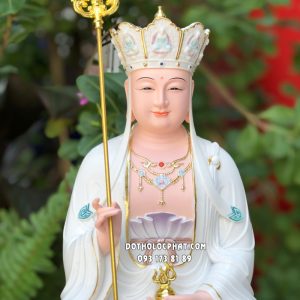 Tượng Địa Tạng Bồ Tát Áo Trắng Đế Non Nước Poly DT-043
