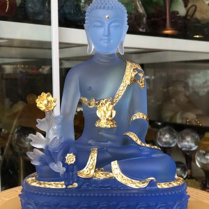 Tượng Phật Dược Sư Lưu Ly Xanh Dương Viền Vàng DS-042